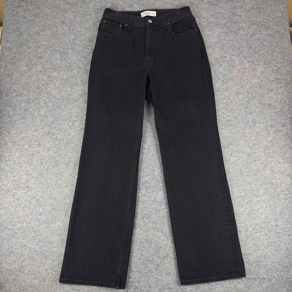 Abercrombie & Fitch 90s Relaxed Jeans Curve Love High Rise 32" Black 27 4R